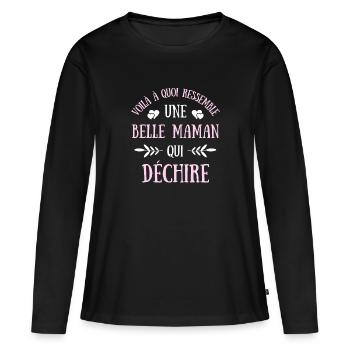 belle maman qui déchire humour belle mère cadeau - T-shirt manches longues Premium bio Femme - noir - Devant - Julia (174cm)