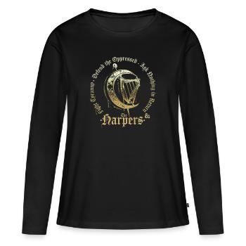 Dungeons & Dragons DND Harpers Logo - Frauen Premium Bio Langarmshirt - Schwarz - Vorne - Julia (174cm)