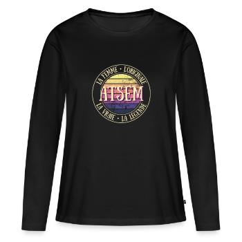 atsem humour assistante maternelle idée cadeau - T-shirt manches longues Premium bio Femme - noir - Devant - Julia (174cm)
