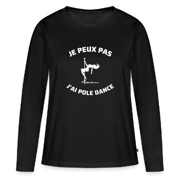 je peux pas j'ai pole dance femme humour drole - T-shirt manches longues Premium bio Femme - noir - Devant - Julia (174cm)