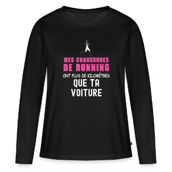 Course A Pied Femme Cadeau Citation Humour - T-shirt manches longues Premium bio Femme - noir - Devant - Julia (174cm)