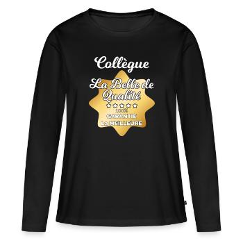 Kollege Gütesiegel Geschenk Humor Frau - Frauen Premium Bio Langarmshirt - Schwarz - Vorne - Julia (174cm)