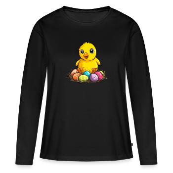 Cute Easter chick - Women's Premium Organic Long Sleeve Shirt - black - Front - Julia (174cm)