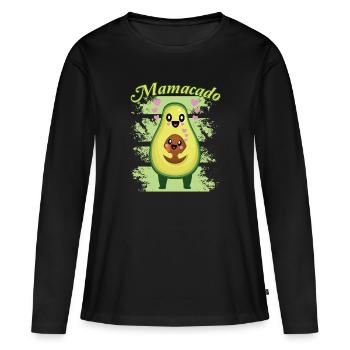 Avocado Mamacado Lustiger Spruch - Frauen Premium Bio Langarmshirt - Schwarz - Vorne - Julia (174cm)