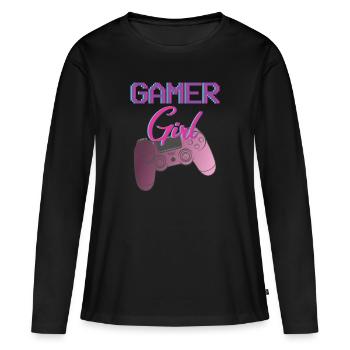 Funny Gamer Saying Gaming Girl - Women's Premium Organic Long Sleeve Shirt - black - Front - Julia (174cm)