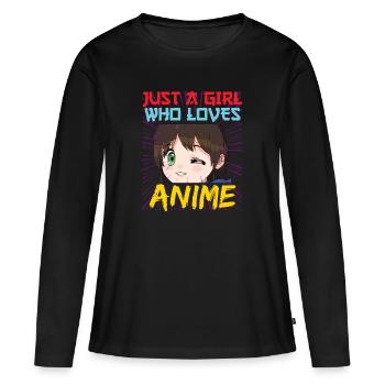 Anime funny saying just a girl - Women's Premium Organic Long Sleeve Shirt - black - Front - Julia (174cm)