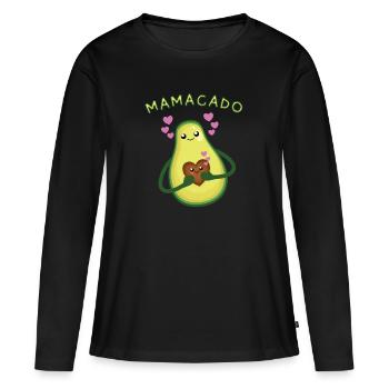 Lustiger Avocado Spruch Mamacado - Frauen Premium Bio Langarmshirt - Schwarz - Vorne - Julia (174cm)