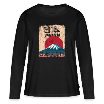 Japon Japonais - Pays du Soleil Levant - T-shirt manches longues Premium bio Femme - noir - Devant - Julia (174cm)