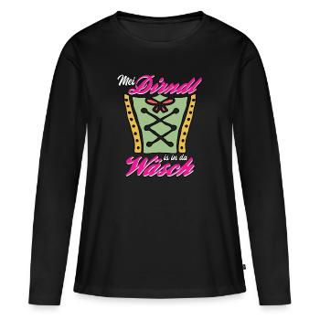 Dirndl lustiger Spruch Bayern Volksfest - Frauen Premium Bio Langarmshirt - Schwarz - Vorne - Julia (174cm)