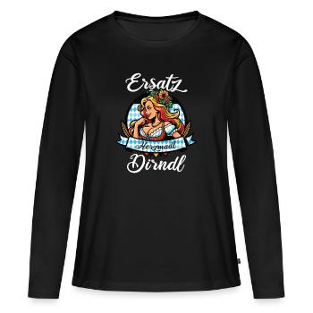 Bayerisches Volksfest Dirndl lustiger Spruch - Frauen Premium Bio Langarmshirt - Schwarz - Vorne - Julia (174cm)