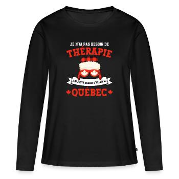 Thérapie Québec Canada - T-shirt manches longues Premium bio Femme - noir - Devant - Julia (174cm)