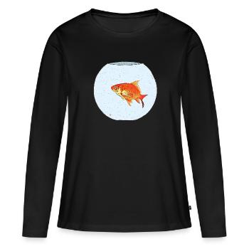 Poisson rouge - T-shirt manches longues Premium bio Femme - noir - Devant - Julia (174cm)