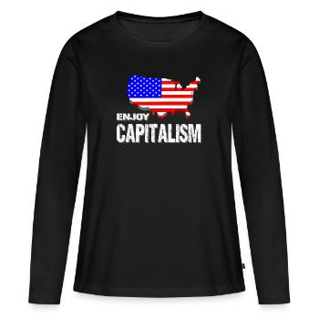États Unis - T-shirt manches longues Premium bio Femme - noir - Devant - Julia (174cm)