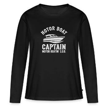 Bateau à moteur Capitaine Bateau à moteur - T-shirt manches longues Premium bio Femme - noir - Devant - Julia (174cm)