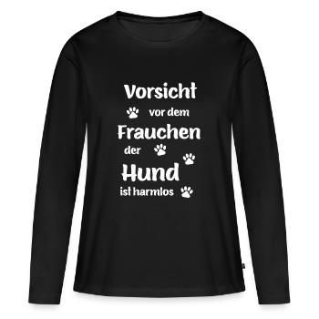Beware of the mistress the dog is harmless - Women's Premium Organic Long Sleeve Shirt - black - Front - Julia (174cm)