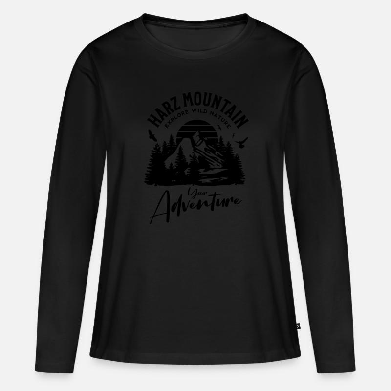 Harz Mountain Abenteuer - Frauen Premium Bio Langarmshirt - Schwarz