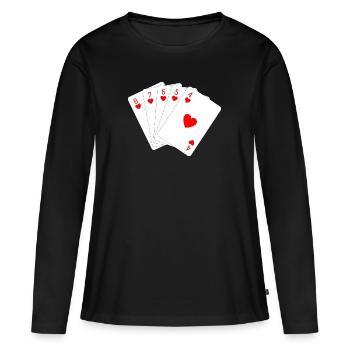 Straight Flush Poker Skat - Frauen Premium Bio Langarmshirt - Schwarz - Vorne - Julia (174cm)
