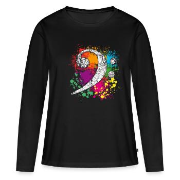 Basse Clef - Basse Clef - Farbkleckse - T-shirt manches longues Premium bio Femme - noir - Devant - Julia (174cm)