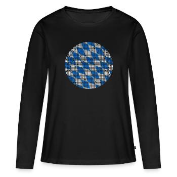 Drapeau bavarois d’occasion Look Drapeau bavarois Vintage - T-shirt manches longues Premium bio Femme - noir - Devant - Julia (174cm)