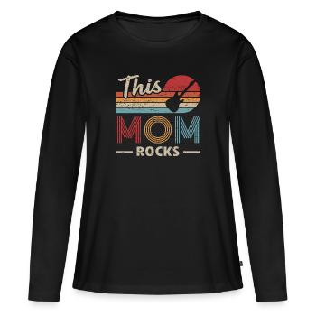 Gitarre Mama Rockt - Frauen Premium Bio Langarmshirt - Schwarz - Vorne - Julia (174cm)