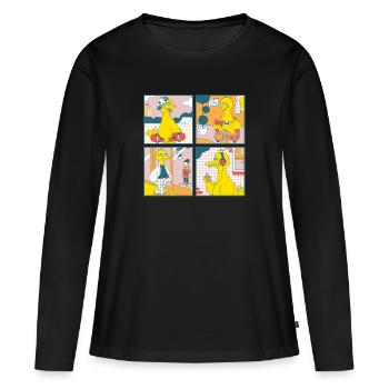 5 Rue Sésame Toccata Comic - T-shirt manches longues Premium bio Femme - noir - Devant - Julia (174cm)