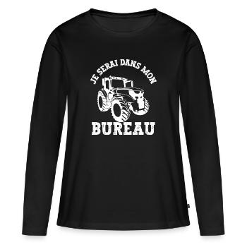 je serai dans mon bureau - T-shirt manches longues Premium bio Femme - noir - Devant - Julia (174cm)
