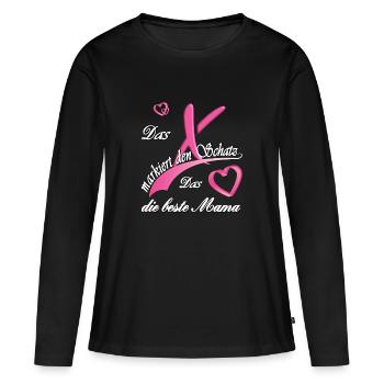 Valentinstag X marktiert Schatz Herz beste Mama - Frauen Premium Bio Langarmshirt - Schwarz - Vorne - Julia (174cm)