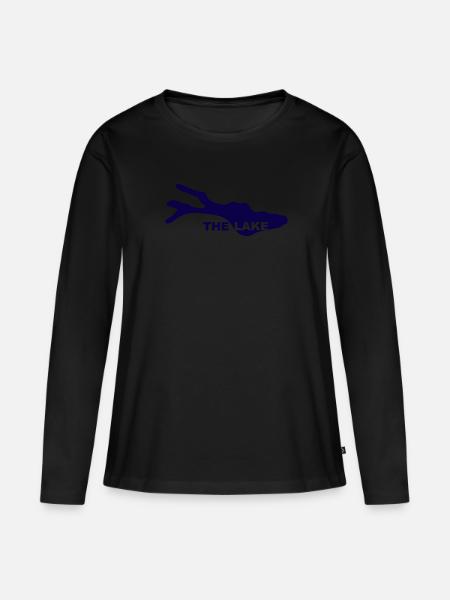 THE LAKE - Frauen Premium Bio Langarmshirt - Schwarz