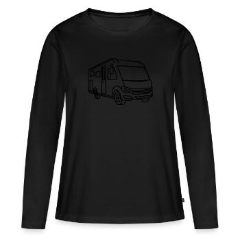 Camping-car Entièrement Intégré - Avant - Contour Black - T-shirt manches longues Premium bio Femme - noir - Devant - Julia (174cm)