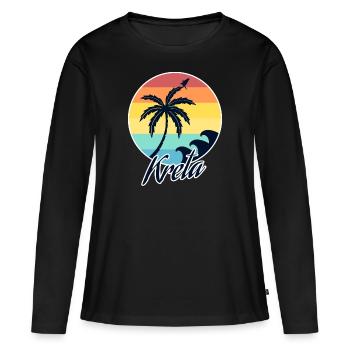 Crète - T-shirt manches longues Premium bio Femme - noir - Devant - Julia (174cm)