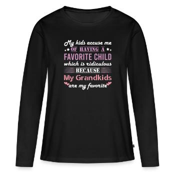 Enfants préférés des petits-enfants - T-shirt manches longues Premium bio Femme - noir - Devant - Julia (174cm)