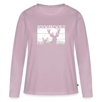 Schwarzwald Natur Hirsch Tanne - Frauen Premium Bio Langarmshirt - Altrosa - Vorne - Julia (174cm)