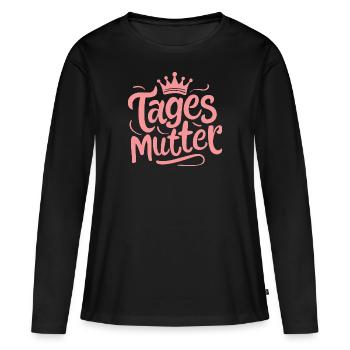 Tagesmutter Danke Liebe Anerkennung Herz - Frauen Premium Bio Langarmshirt - Schwarz - Vorne - Julia (174cm)
