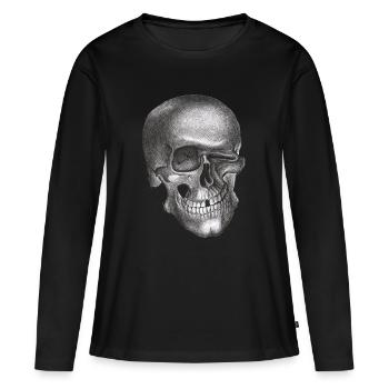 Crâne clin d’œil - Crâne - T-shirt manches longues Premium bio Femme - noir - Devant - Julia (174cm)