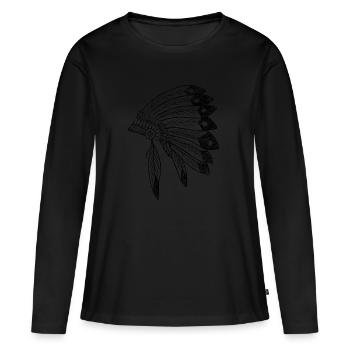 indian indianer american tent zelt teepee tomahawk - Frauen Premium Bio Langarmshirt - Schwarz - Vorne - Julia (174cm)