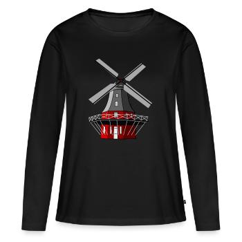 windmill windmill wind turbine windrad5 - Women's Premium Organic Long Sleeve Shirt - black - Front - Julia (174cm)