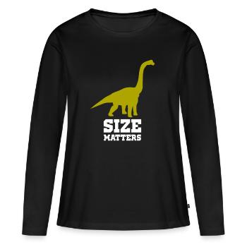 dinosaure brachiosaure - Sur les questions de taille - T-shirt manches longues Premium bio Femme - noir - Devant - Julia (174cm)