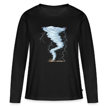 Météo Tornado Windhose Sturmjäger design cool - T-shirt manches longues Premium bio Femme - noir - Devant - Julia (174cm)