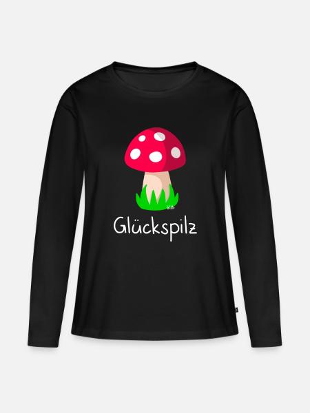 Glückspilz - Frauen Premium Bio Langarmshirt - Schwarz