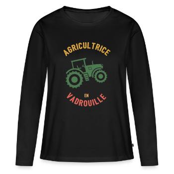 Farmer in Mop - Women's Premium Organic Long Sleeve Shirt - black - Front - Julia (174cm)