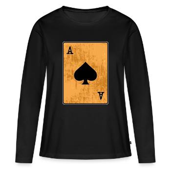 Jackpot Casino Jeux de hasard Jeu de cartes Tour de poker - T-shirt manches longues Premium bio Femme - noir - Devant - Julia (174cm)