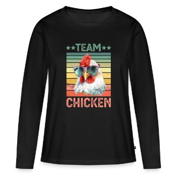 Poulets Poulets - T-shirt manches longues Premium bio Femme - noir - Devant - Julia (174cm)