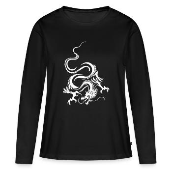 Dragon Blanc Art graphique complexe - T-shirt manches longues Premium bio Femme - noir - Devant - Julia (174cm)