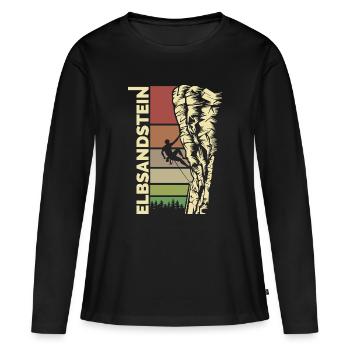 Escalade des montagnes de grès de l’Elbe - Suisse saxonne - T-shirt manches longues Premium bio Femme - noir - Devant - Julia (174cm)