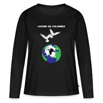 Lâcher de colombes - T-shirt manches longues Premium bio Femme - noir - Devant - Julia (174cm)