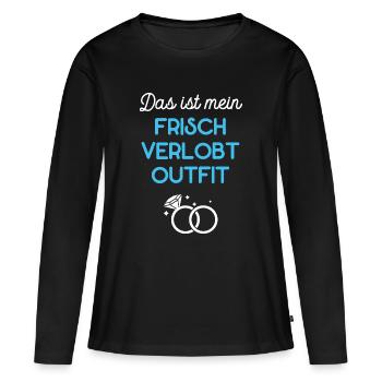 Tenue nouvellement fiancée Fiançailles Tenue de fiançailles - T-shirt manches longues Premium bio Femme - noir - Devant - Julia (174cm)