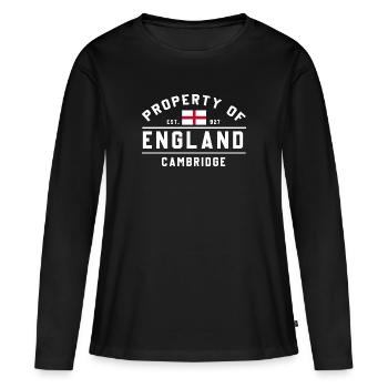 Englands Cambridge-Emblem - Frauen Premium Bio Langarmshirt - Schwarz - Vorne - Julia (174cm)