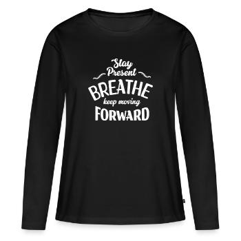 Reste Présent et Avance - T-shirt manches longues Premium bio Femme - noir - Devant - Julia (174cm)