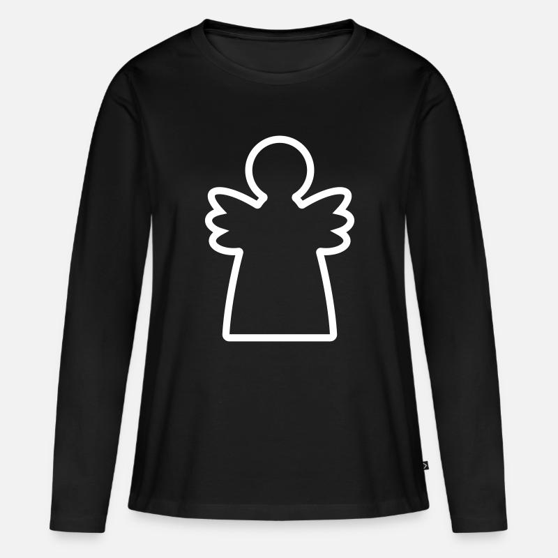 Engel silhouette - Frauen Premium Bio Langarmshirt - Schwarz