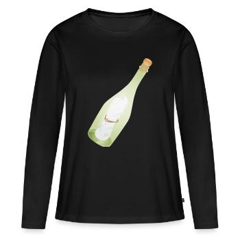 Message romantique vintage dans une bouteille avec un message ancien - T-shirt manches longues Premium bio Femme - noir - Devant - Julia (174cm)